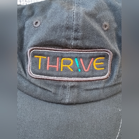 Thrive Distressed Baseball Trucker Cap Hat | Charcoal and White Mesh - Picture 2 of 6